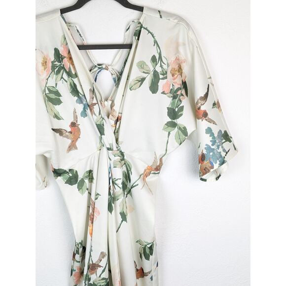 Hope Ivy Maxi Dress Kimono Maternity Bird Swallow Floral Tropical Cream Size 4 - Picture 5 of 14